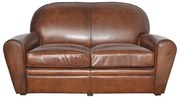 Canapea 2 locuri din piele naturala, maro, aspect vintage, Club, 150 x 90 x 80 cm