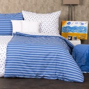 Lenjerie de pat din bumbac 4Home Dungi, albastru, 140 x 200 cm, 70 x 90 cm
