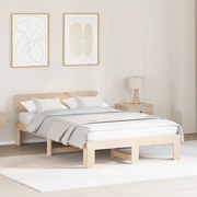 vidaXL Cadru de pat cu headboard Maro 120 x 190 cm Lemn masiv de pin
