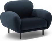 Fotoliu albastru închis cu tapițerie din țesătură bouclé Poppy – Micadoni