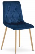 Scaun Bucatarie/Dining Fido Picioare Finisaj Lemn, Catifea Albastra