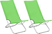 vidaXL Scaune de plajă pliante, 2 buc., verde, material textil