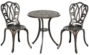 Outsunny Set Mobilier Grădină 2 Persoane 2 scaune și Masă Rotundă stil retro din aluminiu turnat, bronz | Aosom Romania