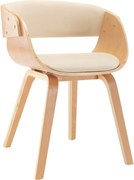 vidaXL Scaun de bucătărie, crem, lemn curbat și piele ecologică