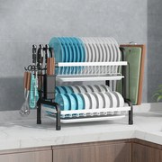 Suport vesela cu doua nivele, alb-negru, 39 X 23,5 X 42 CM