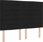 vidaXL Pat cu arcuri cu saltea cu led Negru 140 x 190 cm țesătură