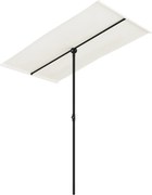 vidaXL Umbrelă de soare grădină stâlp aluminiu alb nisipiu 180x110 cm