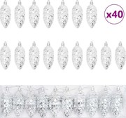 vidaXL Minge din con de brad de Crăciun 40 pcs Argintiu Plastic