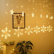 Instalatie de Craciun, perdea 12 fulgi cu stele, 3 metri, diverse culori