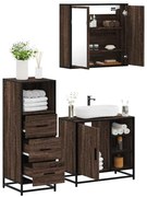 vidaXL Set mobilier de baie, 3 piese, stejar maro, lemn prelucrat