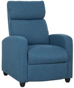 HOMCOM Fotoliu Reclinabil din Țesătură cu Efect de In cu Suport pentru Picioare, Albastru | Aosom Romania