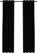 vidaXL Perdele opace, aspect pânză, ocheți, 2 buc., negru, 140x245 cm