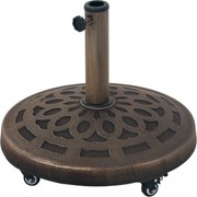 Outsunny Bază Rotundă pentru Umbrelă de Terasă cu Roți, Bază din Rășină de 21 kg, Suport Robust pentru Stâlpi de 3,3/3,8/4,8 cm pentru Exterior, Grădină, Marginea Piscinei, Bronz | Aosom Romania