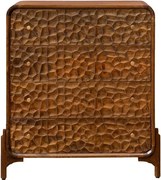 Comodă din lemn de mango cu 4 sertare , natur, cu decor sculptat în relief și mânere din alamă, 120x45x99 cm, „Atlas"