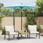 vidaXL Umbrelă soare de grădină stâlp din oțel, albastru 223x223x213cm