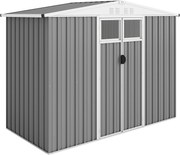 Outsunny Șopron pentru unelte de grădină din oțel zincat cu 2 uși, 246x117x180 cm, Gri deschis | Aosom Romania