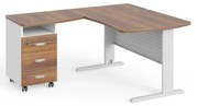 Statie de lucru de colt Manager 140 x 160 cm, stânga, nuca warmia / alb