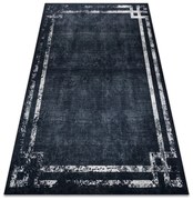 ANDRE 1486 covor lavabil Cadru vintage anti-alunecare - negru si alb