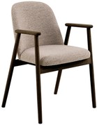 MAZZONI EXPORT RODERIC Bej Latte (material Monza 60)/cadru stejar lăcuit afumat (nuanță nuc) - SCAUN BOUCLÉ DE LEMN RETRO