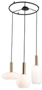 Lustra cu 3 pendule design modern Barab auriu, alb opal