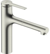 Baterie bucatarie cu dus extractibil crom periat Hansgrohe Zesis M33 160 cu 2 jeturi