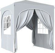 Outsunny Gazebo Pliabil 2 x 2 m, Pavilion de Grădină Portabil UPF50+ cu 4 Pereți Laterali, Înălțime Reglabilă, Geantă de Transport pentru Petreceri, Evenimente, Camping, Gri Deschis | Aosom Romania