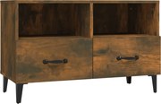 vidaXL Comodă TV, stejar fumuriu, 80x36x50 cm, lemn prelucrat
