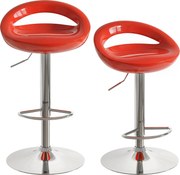 HOMCOM Set 2 Scaune de Bar Rotative cu Suport pentru Picioare și Înălțime Reglabilă, 46x41x76-96 cm, Roșu | Aosom Romania