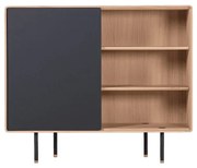 Comodă neagră/în culoare naturală joasă din lemn de stejar 118x100 cm Fina – Gazzda