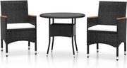 vidaXL Set mobilier de grădină, 3 piese, poliratan