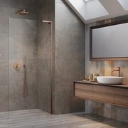 Paravan de dus tip Walk-in Radaway Modo SL II cupru periat-transparent 80 cm sticla securizata 8 mm dreapta