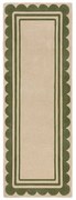 Covor tip traversă verde/în culoare naturală țesut manual din lână 80x230 cm Lois Scallop – Flair Rugs