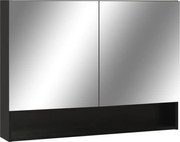 vidaXL Dulap de baie cu oglindă și LED-uri, negru, 80x15x60 cm, MDF
