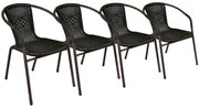 Set de 4 scaune de grădină polyrattan Garth - maro închis