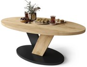 Mazzoni LOVA Stejar Craft Auriu/Negru - MĂSUȚĂ OVALĂ 110x60 cm MĂSUȚĂ DE CAFEA MODERNĂ