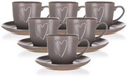 Ceașcă cu farfurie Banquet HEART 260 ml, maro, 6 buc