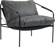 HOMCOM Fotoliu de Sufragerie din Piele PU și Cadru Metalic cu Perne Groase, 74.5x75x77 cm, Gri Antracit | Aosom Romania