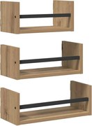 vidaXL Set rafturi de perete cu raft 3 pcs Stejar Artizanal 40x16x14cm