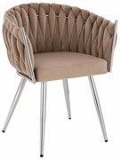 HR750 Scaun cu picioare Cromata Latte din Catifea