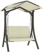 Outsunny Leagăn de Grădină 2 Locuri cu Acoperiș Reglabil 150x120x182cm Crem | Aosom Romania