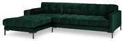 Colțar din catifea cu extensie pe partea stângă Cosmopolitan Design Bali, verde închis