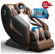 Fotoliu de Masaj GAIUS, Masaj role, Masaj airbaguri, Incalzire, Bluetooth, Zero Gravity, 2 Boxe, Moduri Automate, Reflexoterapie si Presopunctura, Display, Suport picioare extensibil, PU, Maro/Negru