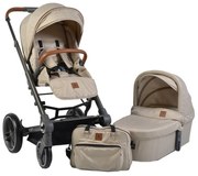 Carucior nou nascuti 3 in 1 NOVOKIDS™ Icon , Cadru Aluminiu, Maner piele, Roti din spuma PU, Geanta bebe, Landou, Scoica auto, Spatar reglabil 3