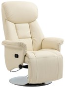 HOMCOM Fotoliu de relaxare reclinabil și pivotant, cu picioare reglabile, capacitate 150 kg, ideal pentru salon sau dormitor, crem | Aosom Romania
