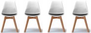 Scaune de sufragerie 4buc alb-negru, stil scandinav Basic