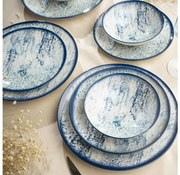 Set de veselă 24 piese albastră/porțelan