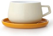 Ceasca pentru ceai cu farfurioara Viva Scandinavia ELLA CLASSIC V79741, 250 ml, Portelan, Alb/Galben