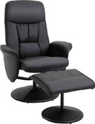 HOMCOM Fotoliu Relax Rotativ 360° din Metal și Piele Sintetică, cu Suport pentru Picioare, Spătar Reglabil, Negru | Aosom Romania