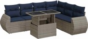 vidaXL Set canapele grădină cu perne 7 piese gri poliratan/lemn acacia