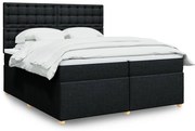 vidaXL Pat box spring cu saltea, negru, 200x200 cm, textil